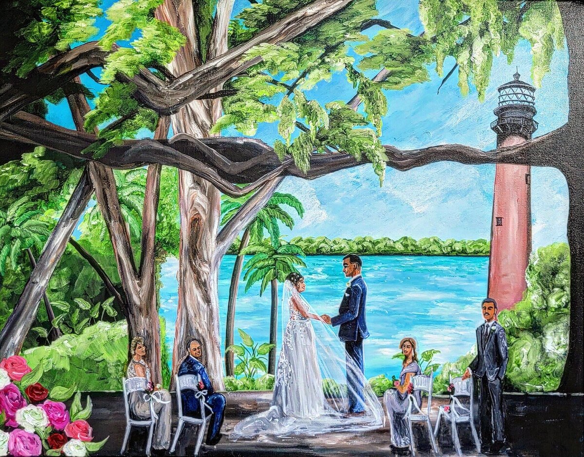 Gorgeous waterfront wedding ceremony at the Jupiter Lighthouse in Jupiter, Florida