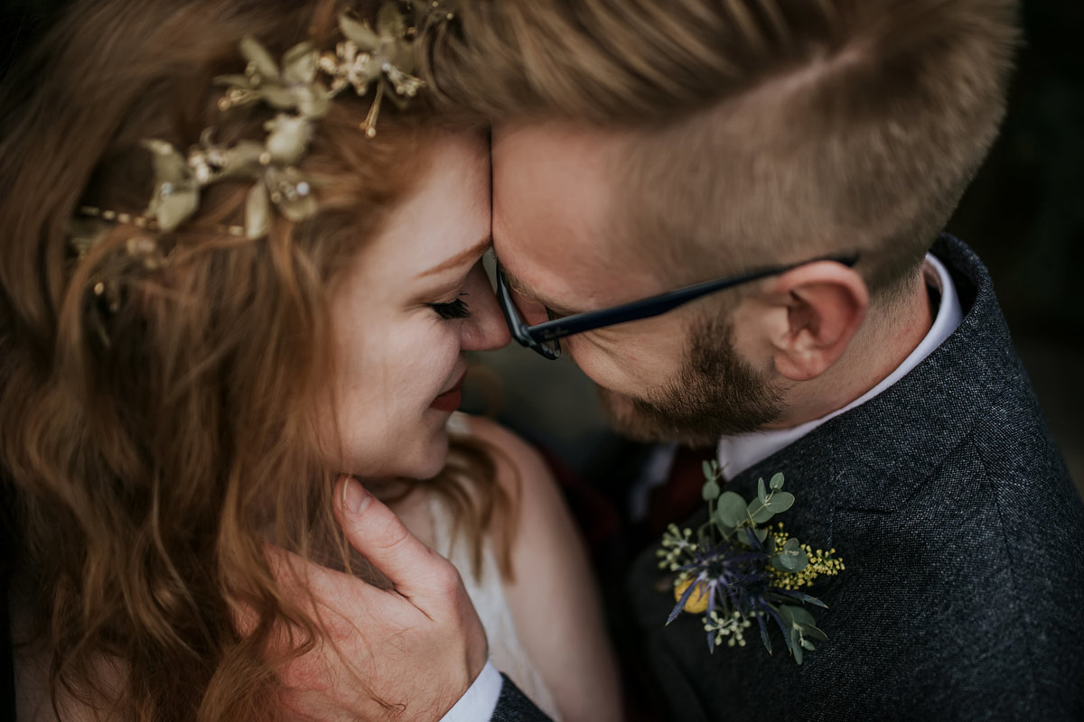 bride and groom close up