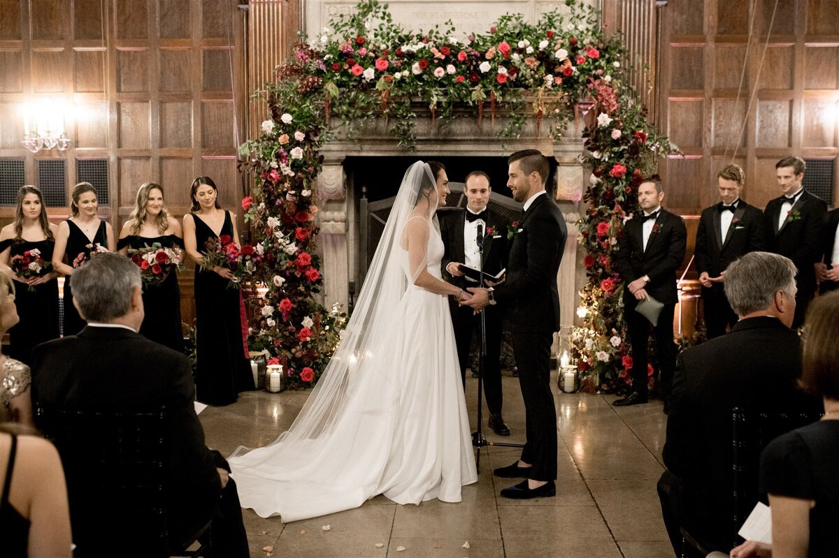 Kate-Murtaugh-Events-Harvard-Club-moody-fall-florals-wedding-ceremony-mantle