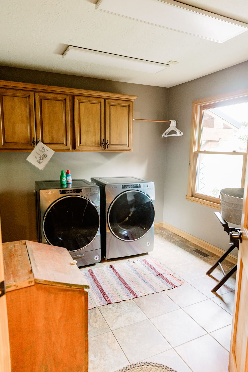 Laundry room with modern washer and dryer