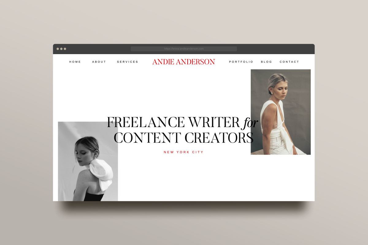 Andie Anderson Website Window