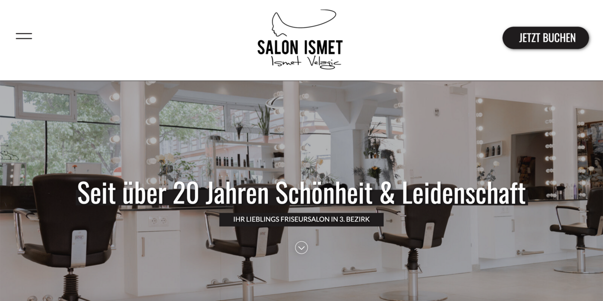 Screenshot of the Salon Ismet's new website