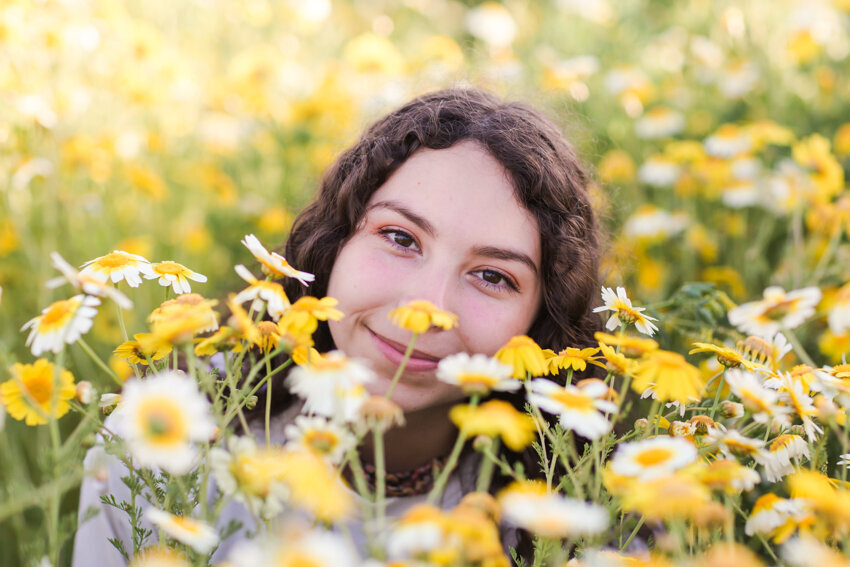 teen girl in yellow daisies