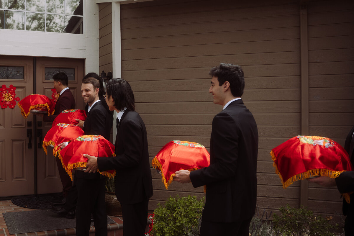 wedding party waiting for ceremony
