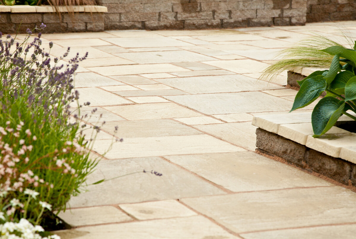 Natural stone paver patio and walkway