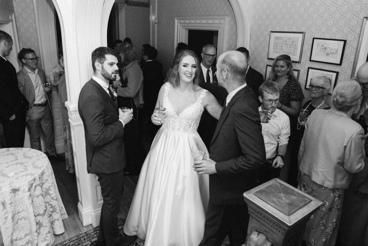 Bride and groom during their wedding reception