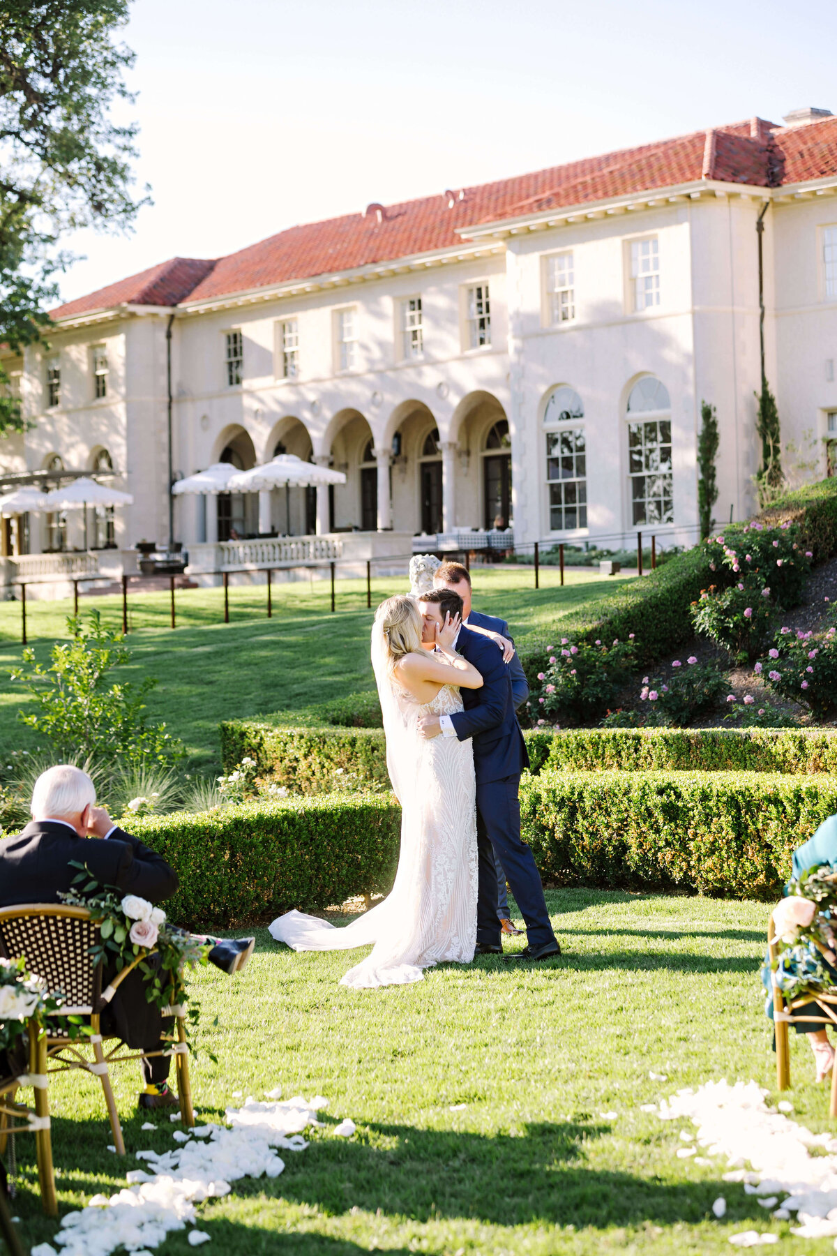 Elopement ceremony in the Sunken Garden at Commodore Perry Estate