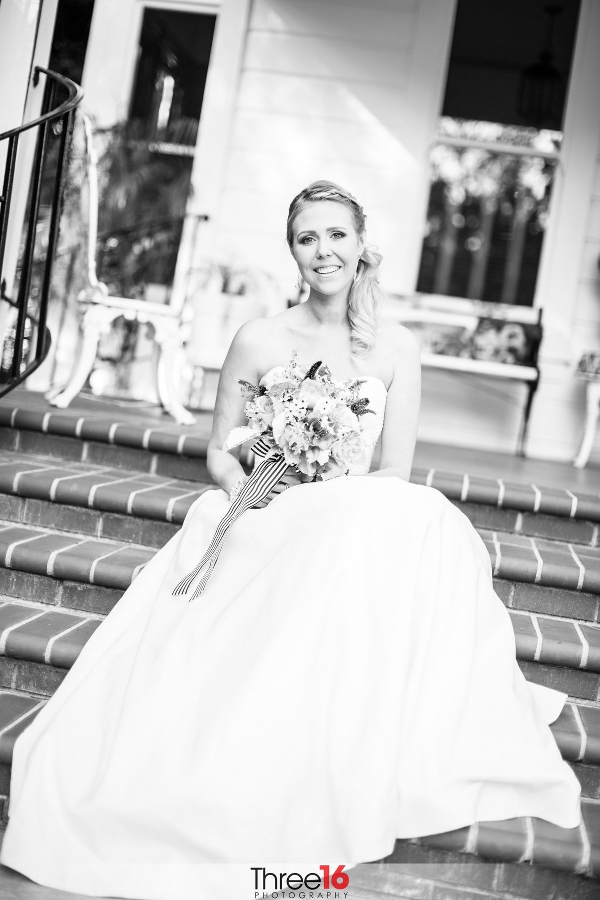 Black & White photo of Bride posing for the camera