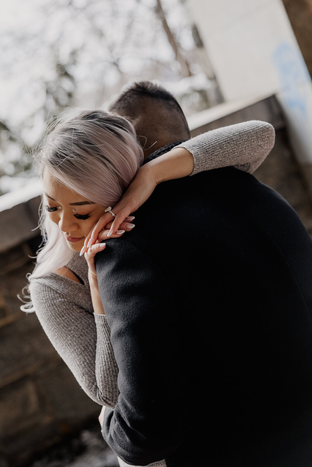 Engagement Photos in the snow at Fort Tryon Park NYC