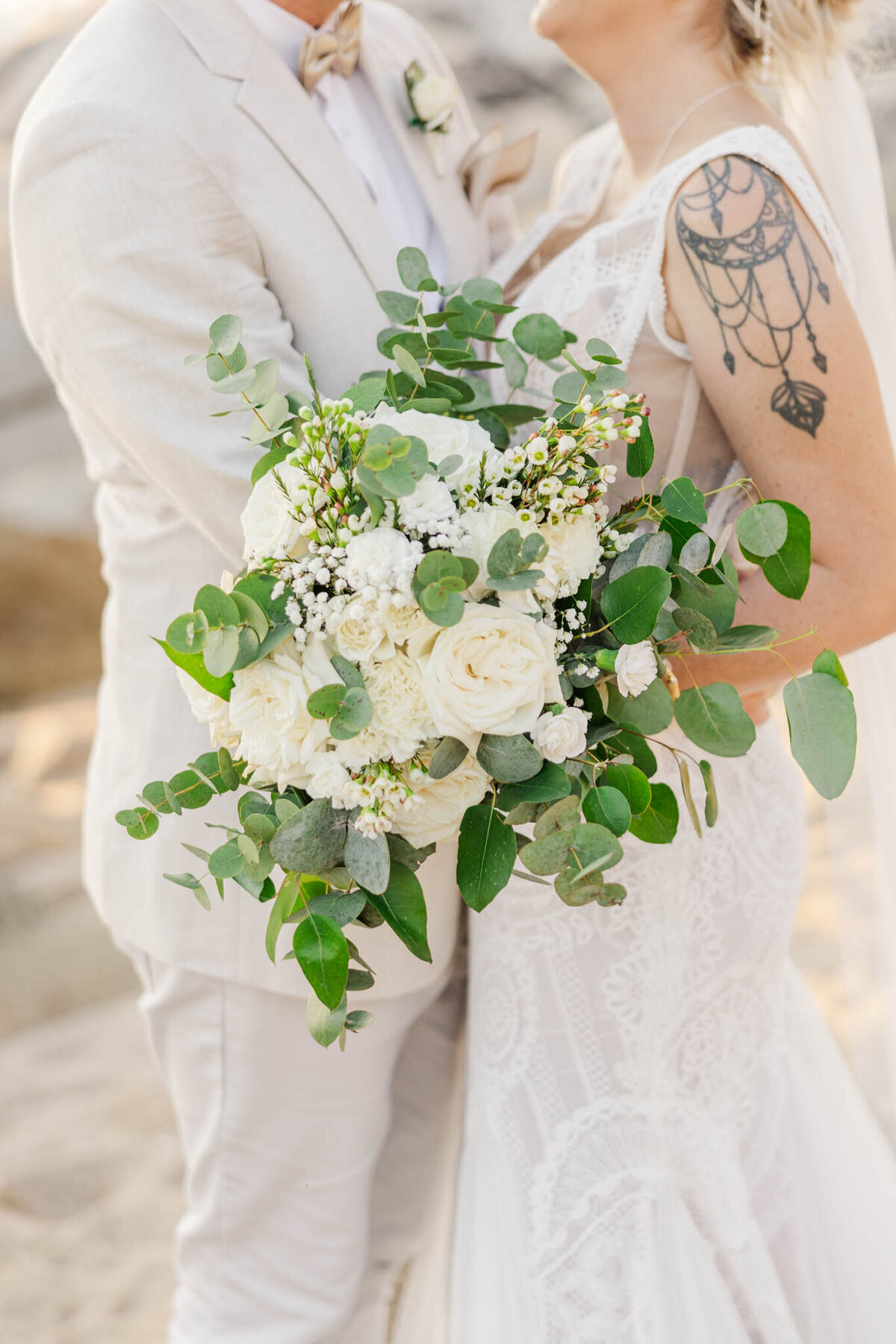 Detailed photo of brides bouquet on her Whitsunday wedding day
