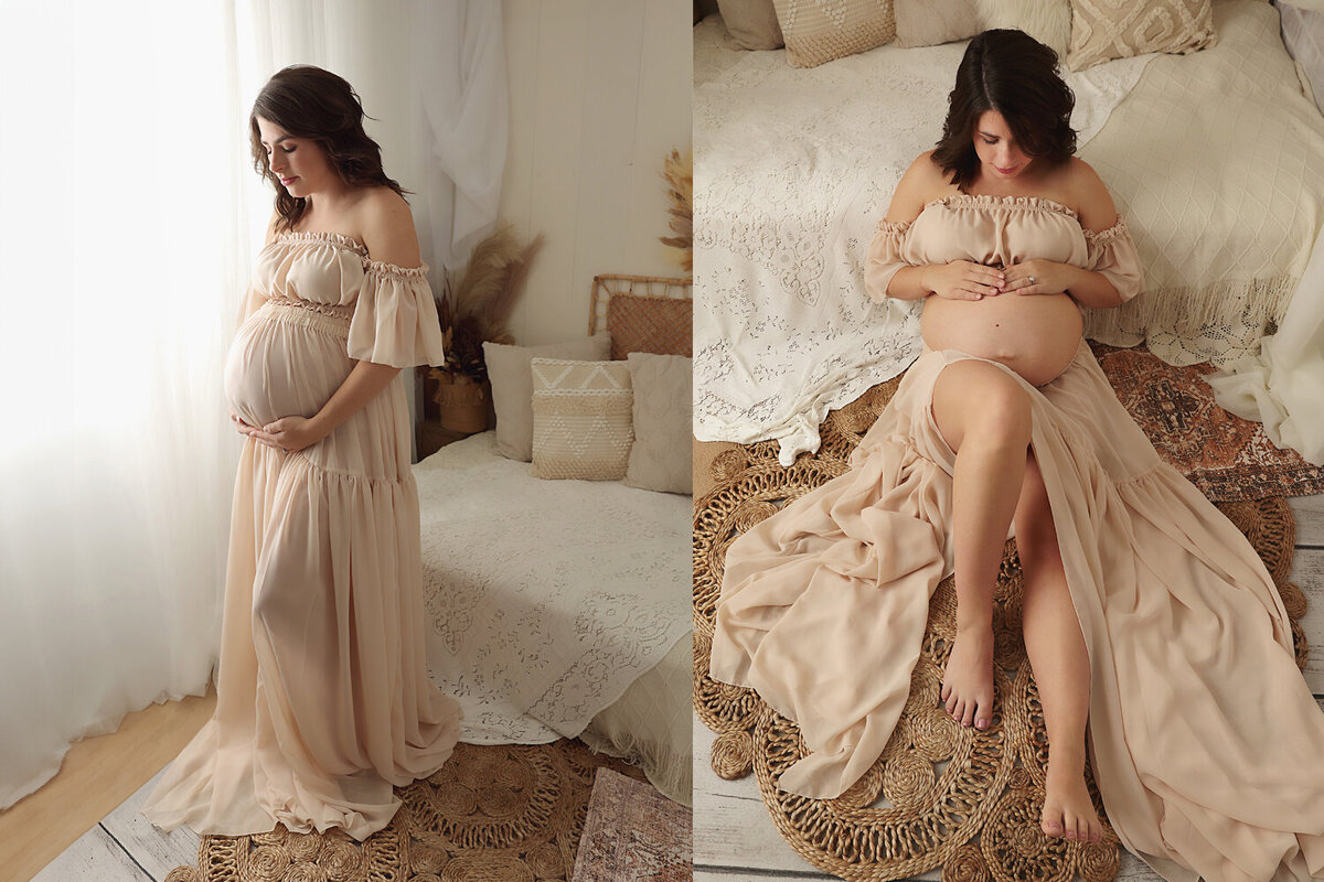 2 piece cream maternity outfit