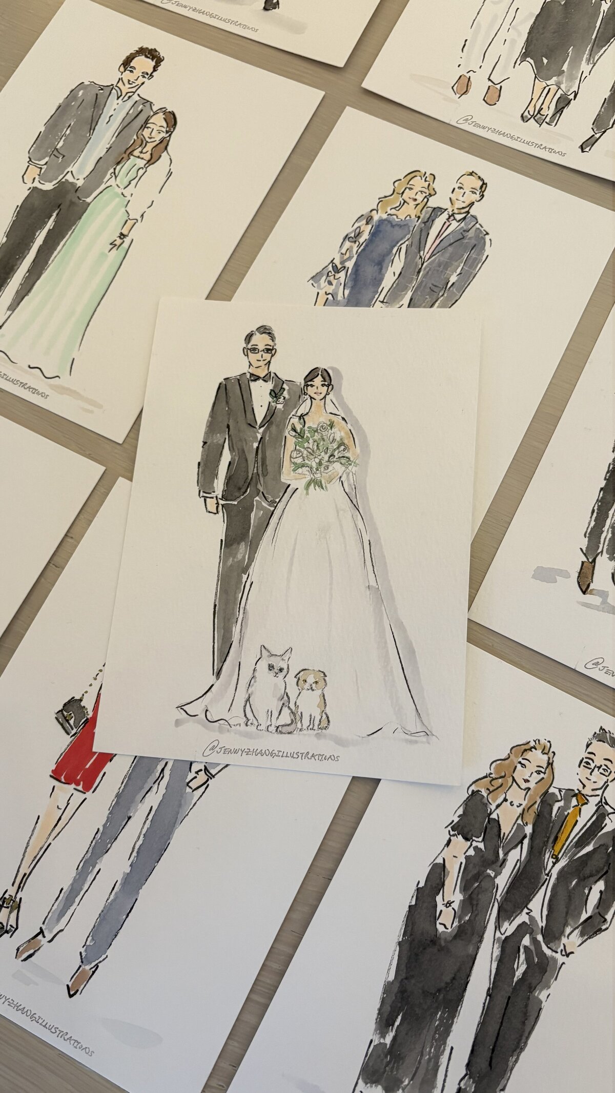 Wedding illustrations for newlyweds and guests by Toronto live painter Jenny Zhang