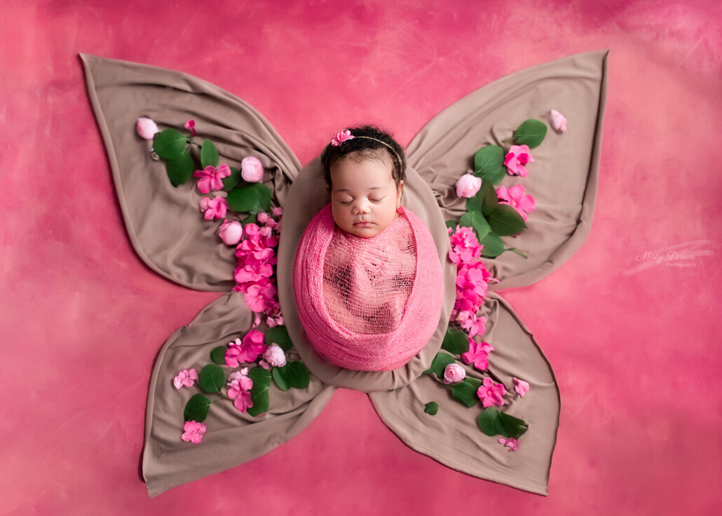newborn girl baby butterfly