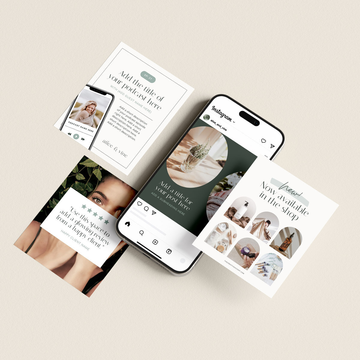 Social Media Canva Templates for Wellness Coach | Alice & Vine