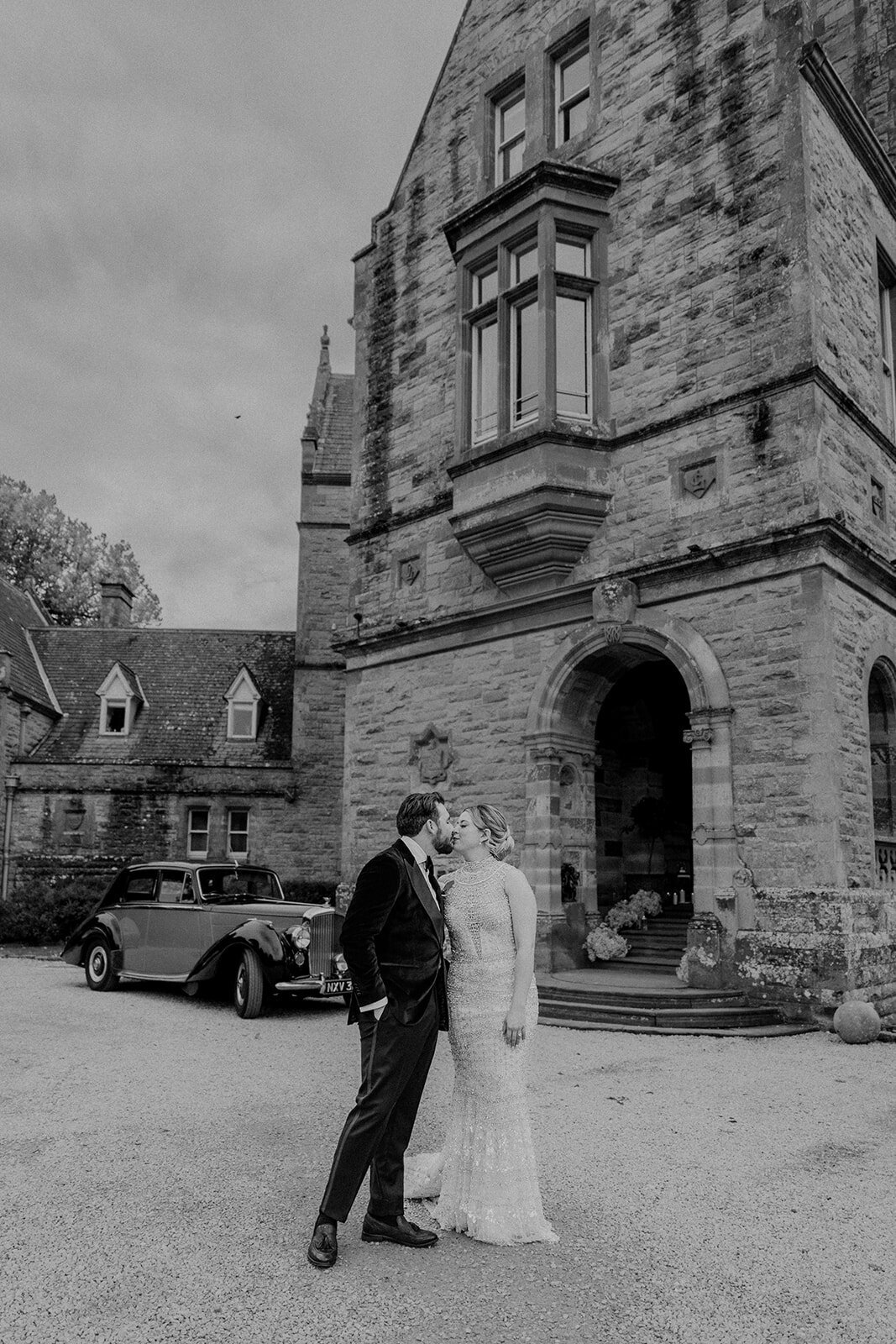 Bride and groom kissing at their destination Ireland wedding