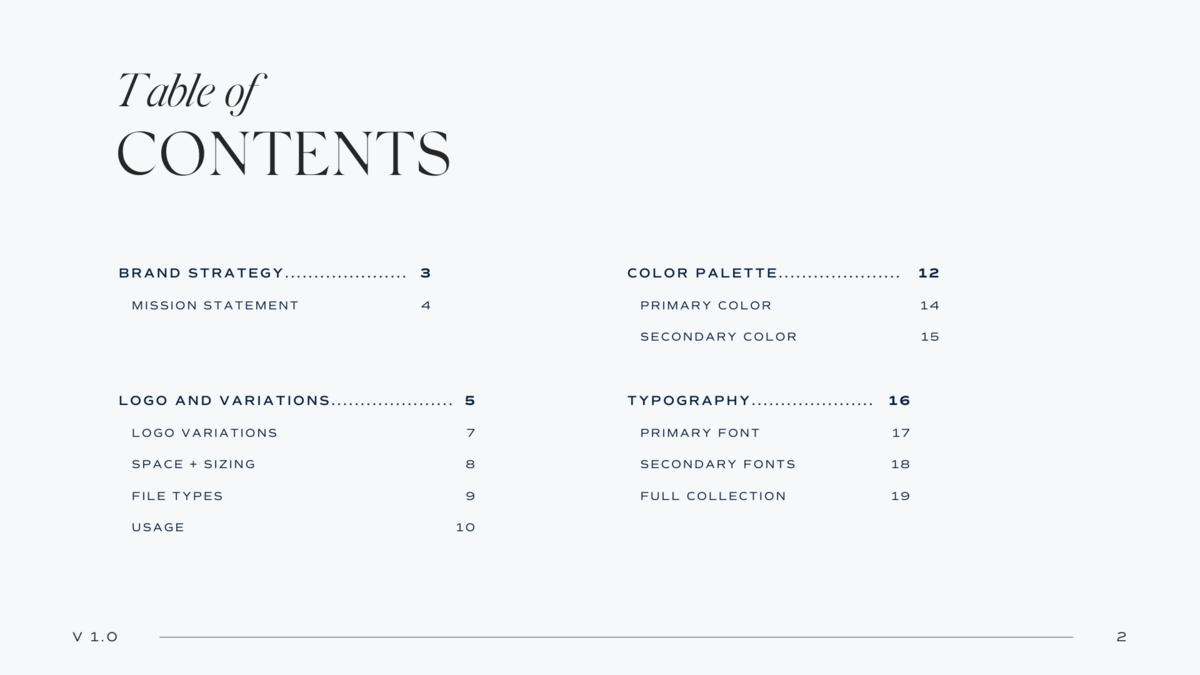 Table of Contents
