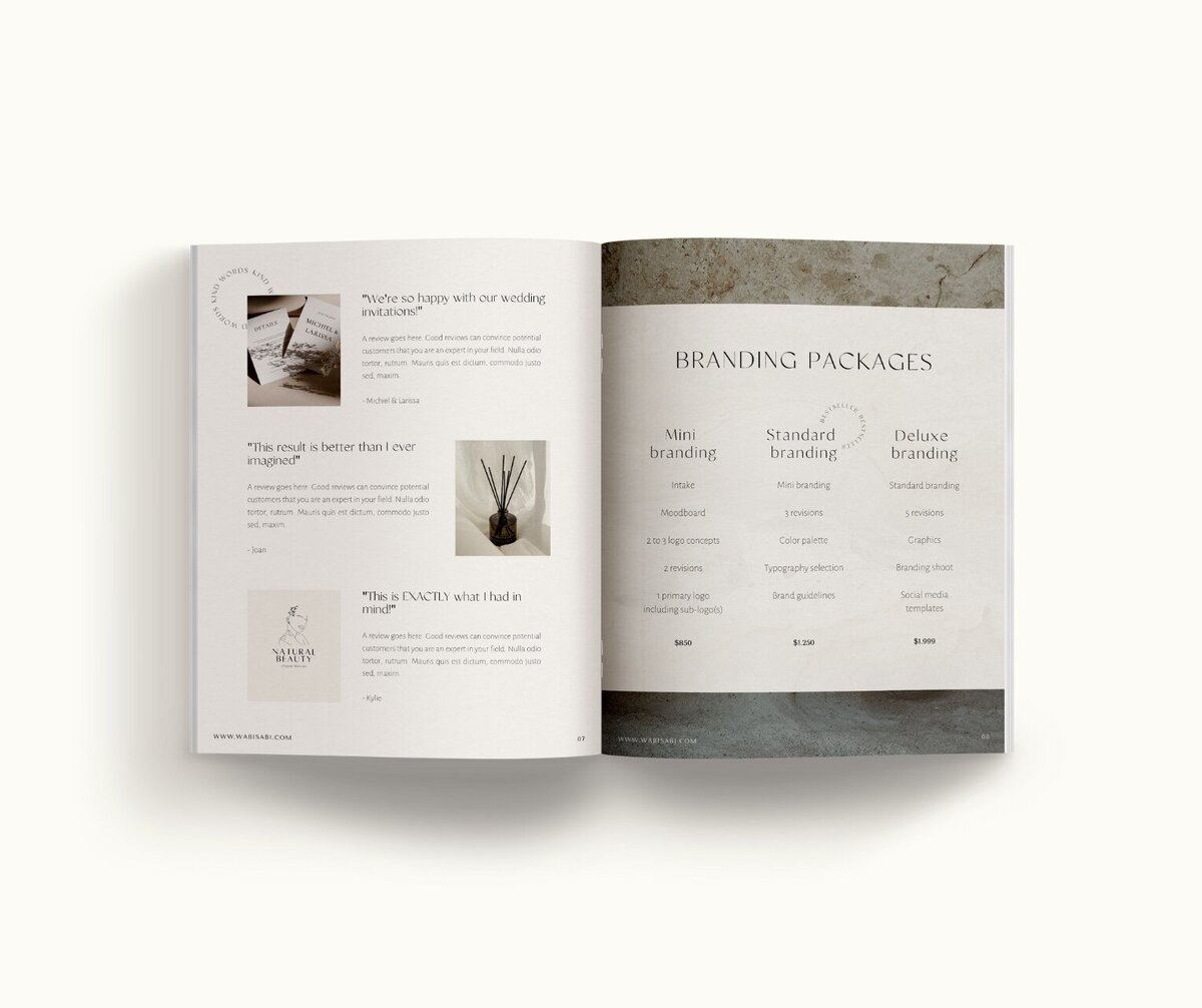 Minimal pricing guide template Canva Wabi Sabi 7