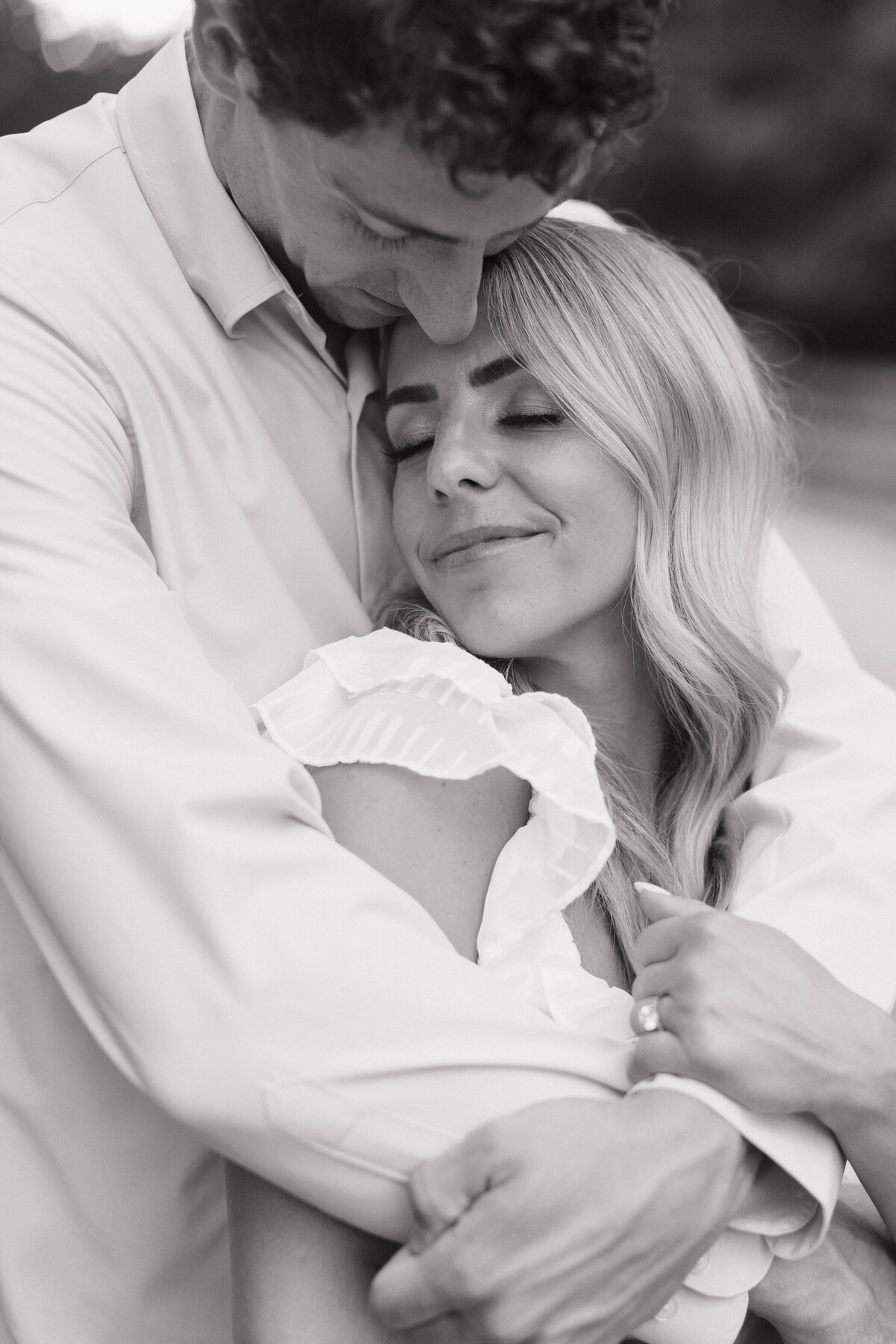 Romantic black and white engagement photo Indianapolis
