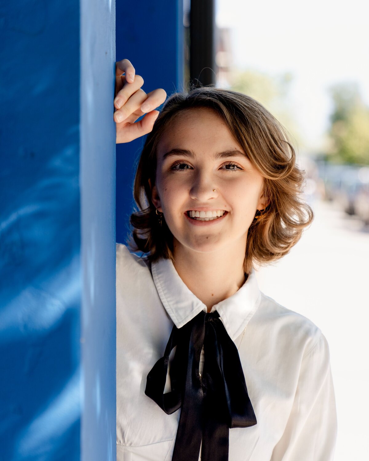 girl in white blouse