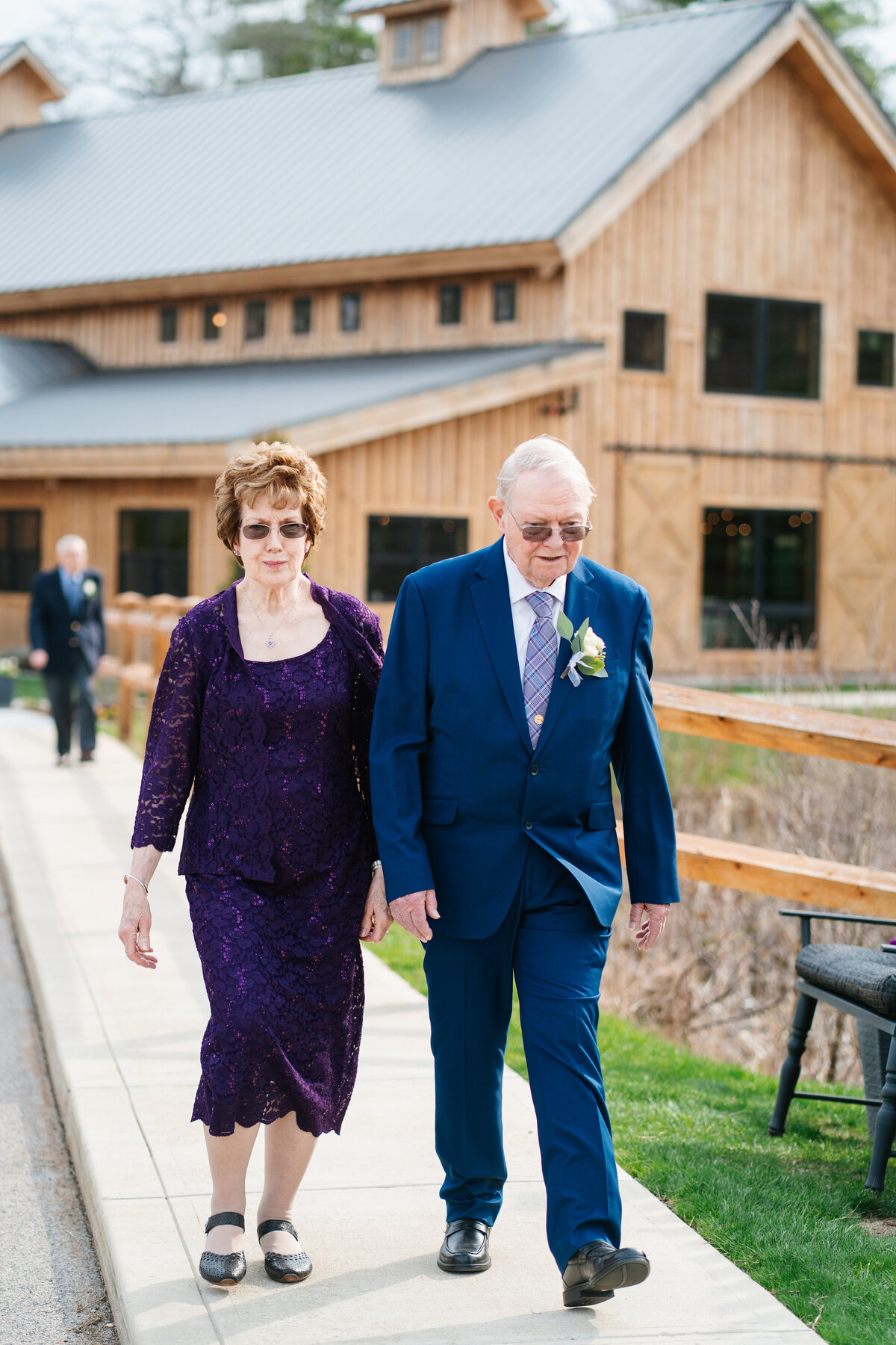 Extended family gathered for group wedding photos

