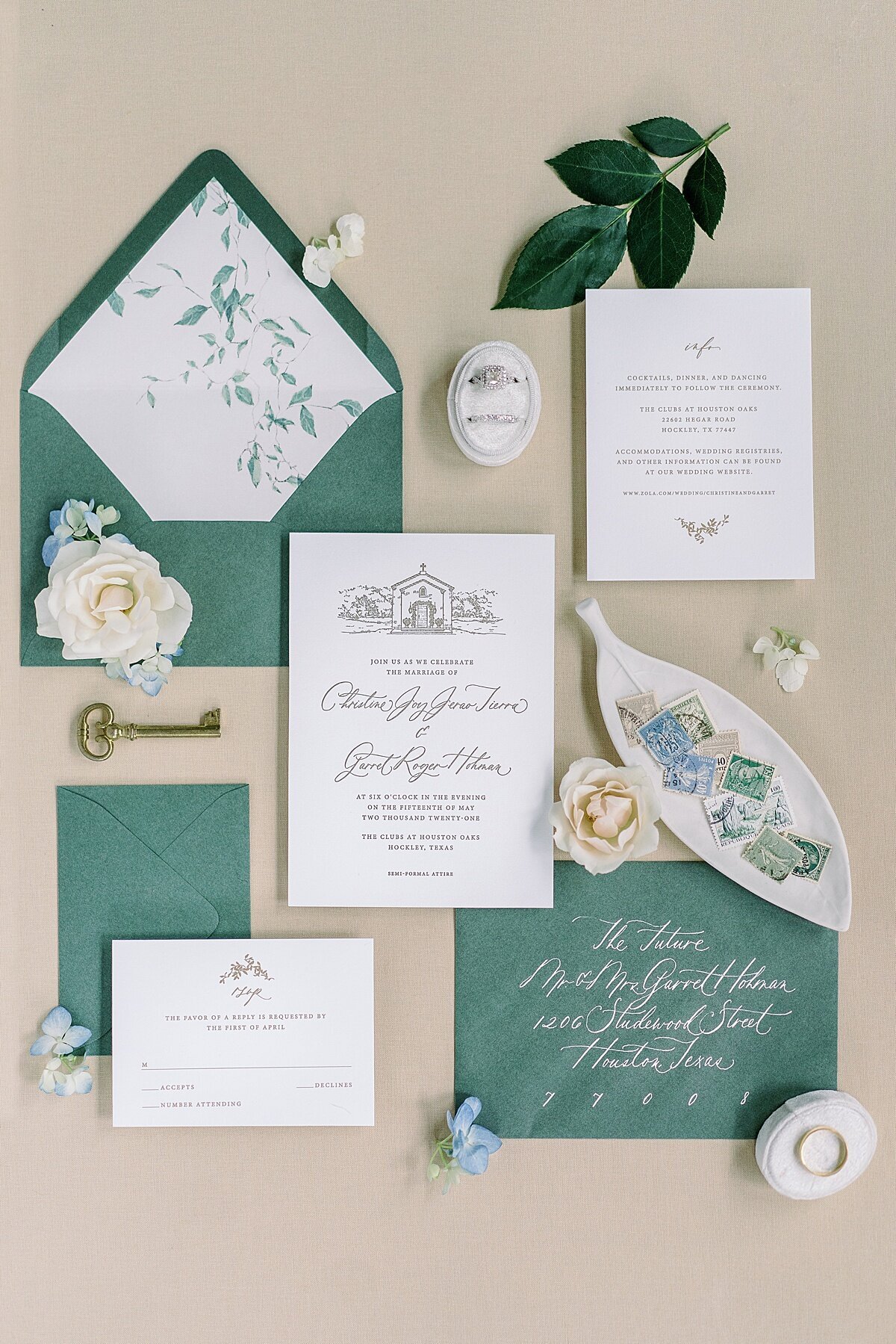 European custom invitation suite | Houston Oaks Wedding | Alicia Yarrish Photography