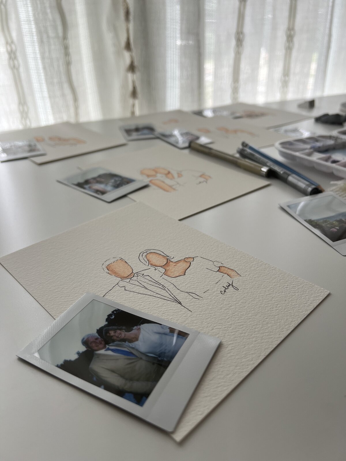 Guest Portraits completed in studio as favors