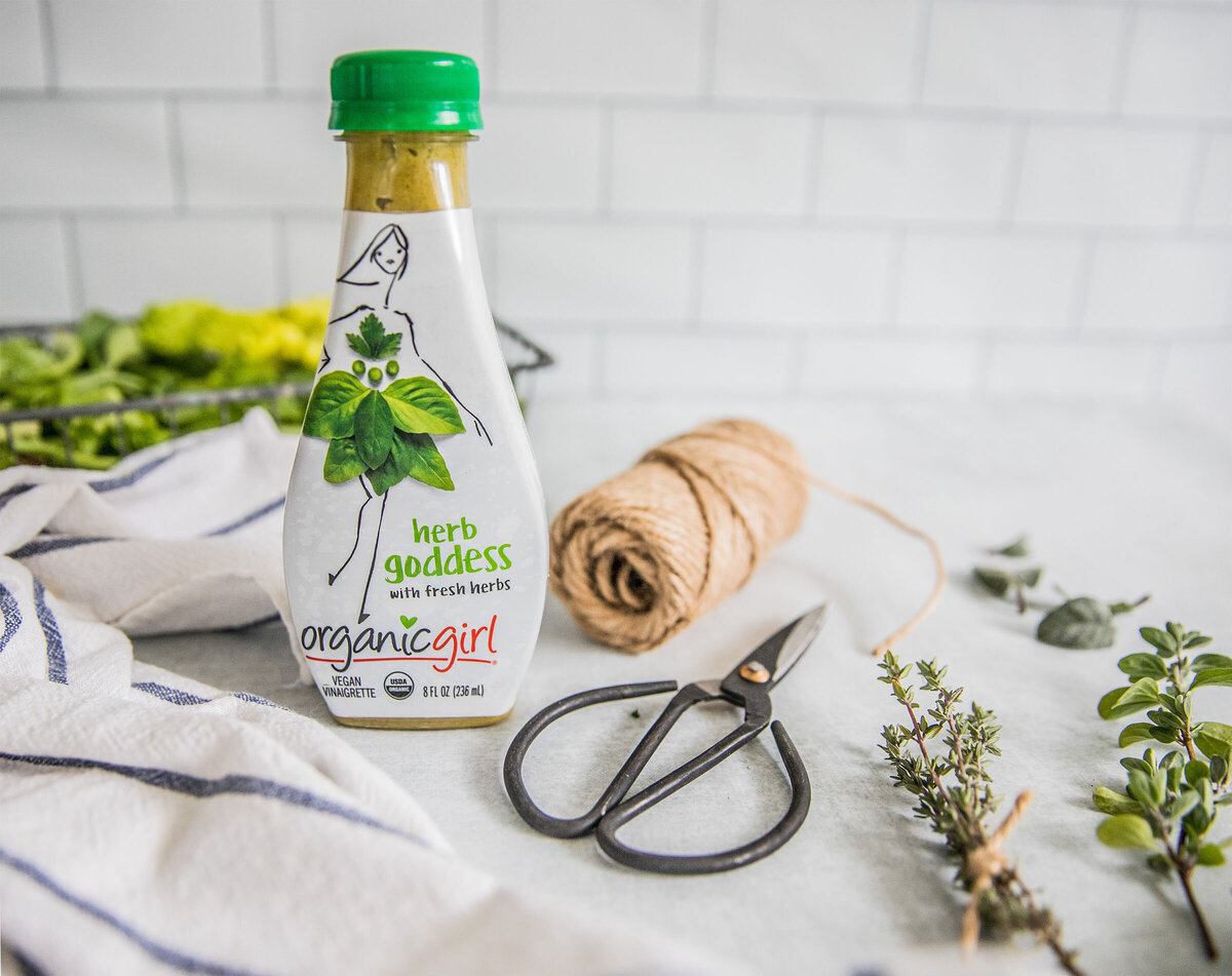Styled scene for Organic Girl Lifestyle Brand shoot with product placement