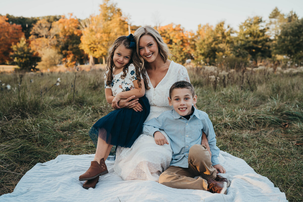 mom and her two kids during their boston family session with kerry callahan