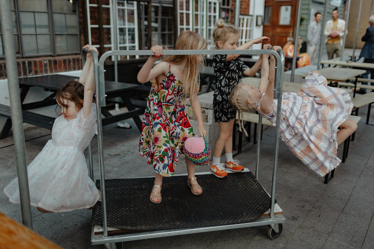 kids playing at london wedding
