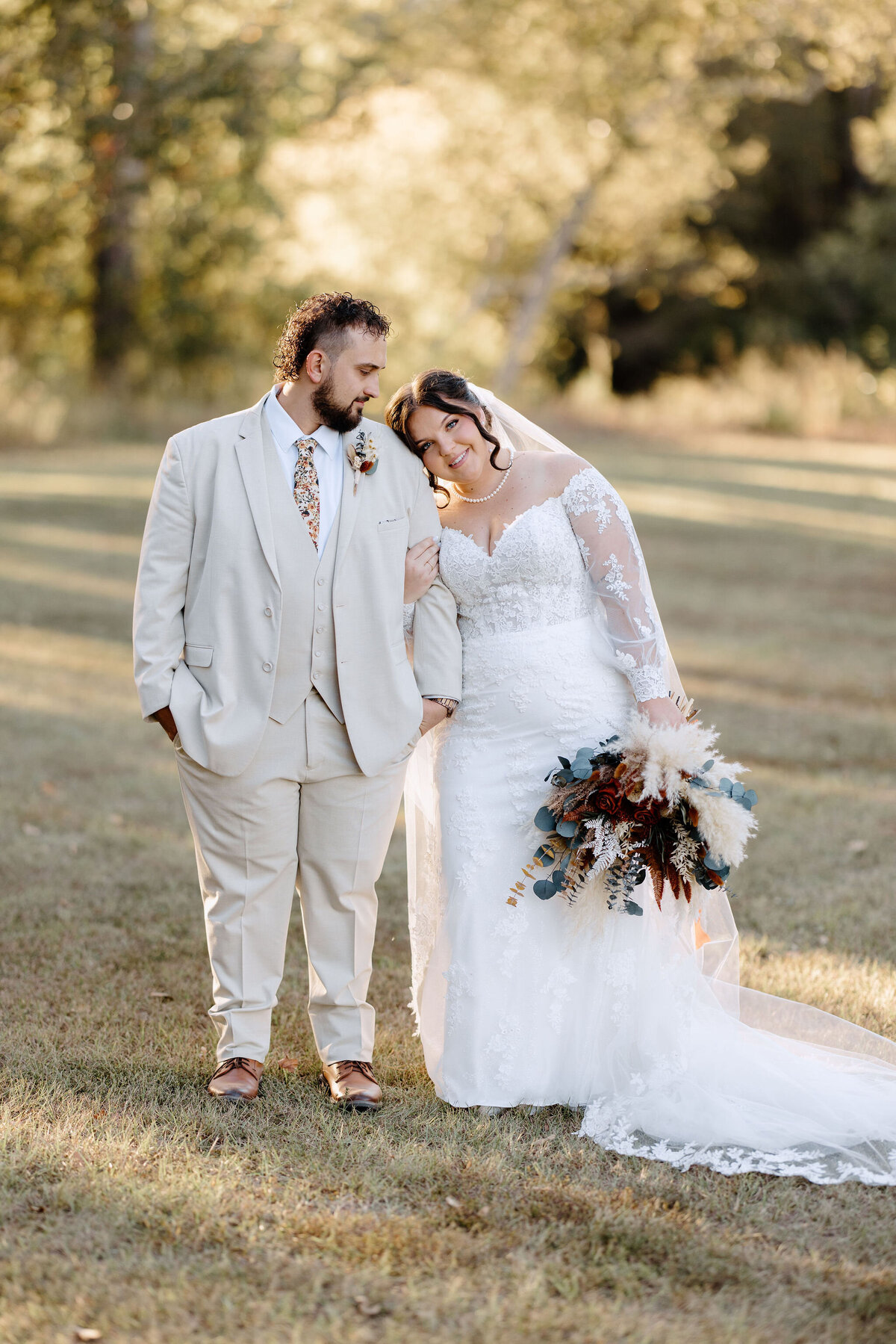 Bride and groom after East Texas wedding ceremony