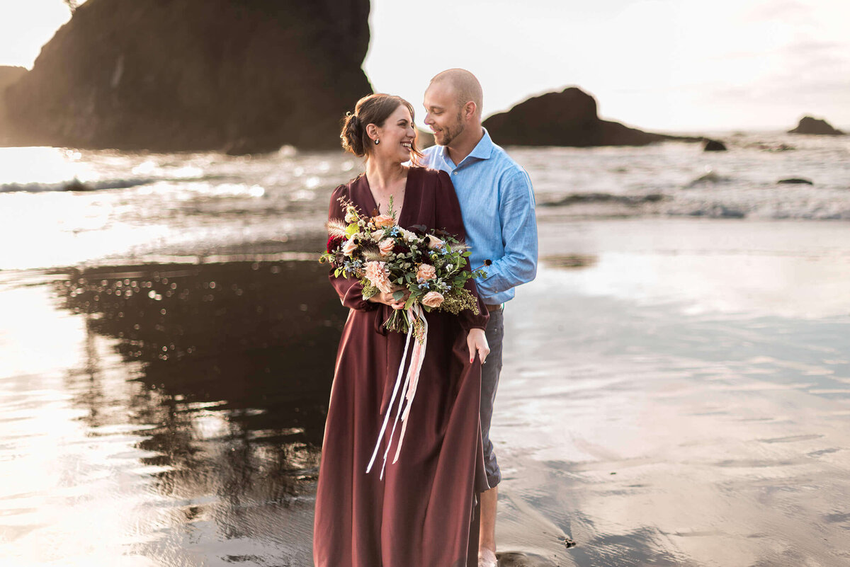 Engaged couple in Washington State.