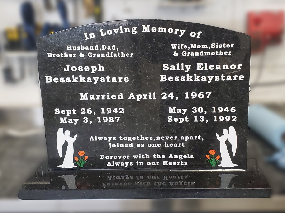 marriage headstone for couples in sask