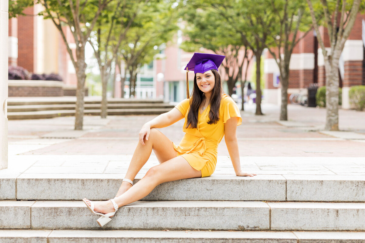 Sarah Hilts NC Senior Photographer College Graduation Cap and Gown Portraits