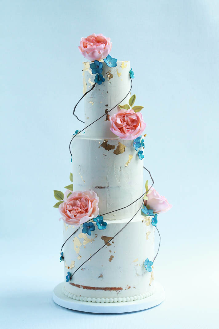 three tier semi naked buttercream wedding cake, Hamilton ON wedding cakes