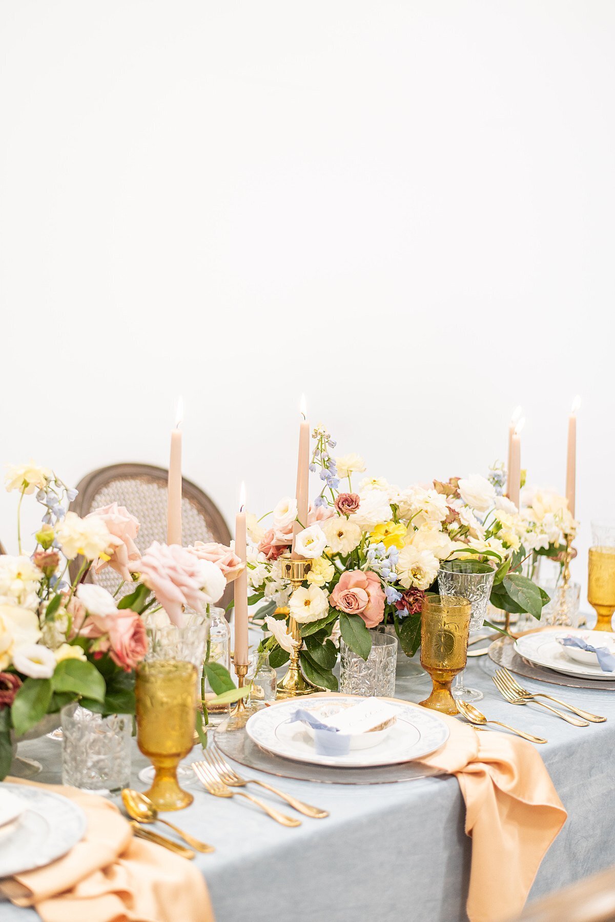 wedding-reception-tablescape-yellow-blue-pink-fairytale-greenville-sc