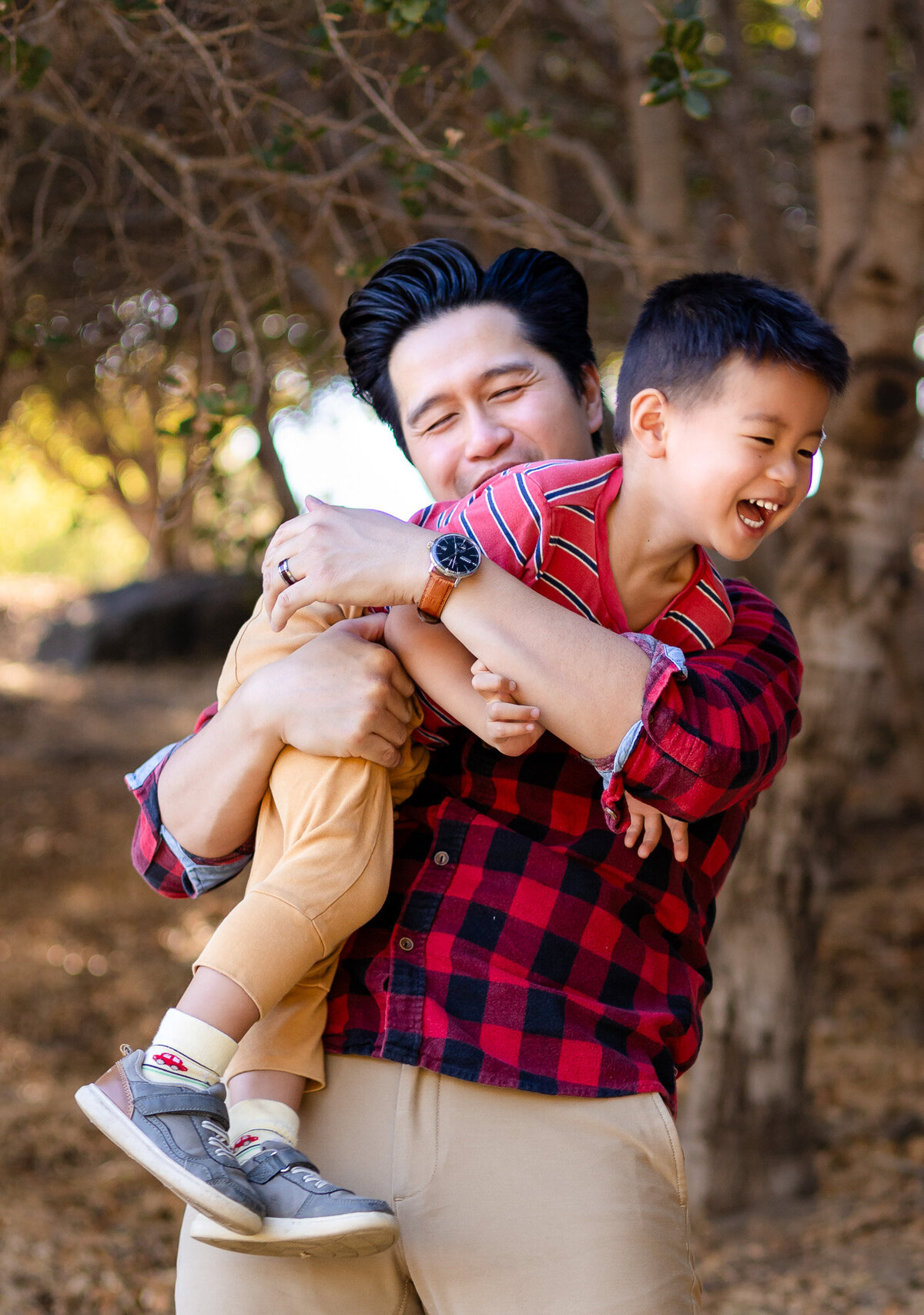 Bay Area Family Portfolio father and son playful candid moment - Ellobelle Photography