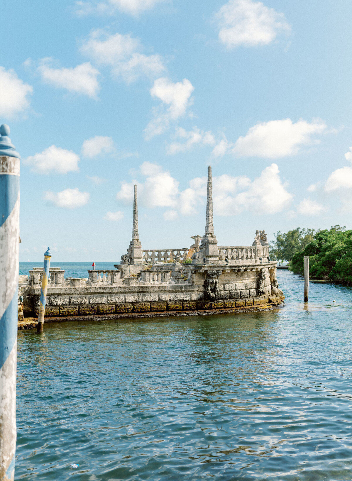 view of Biscayne Bay from Vizcaya Museum and Gardens