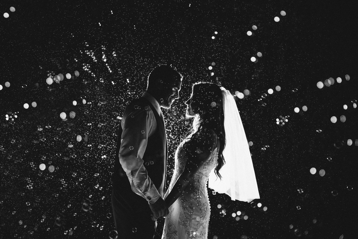creative black and white nj wedding photography rain love