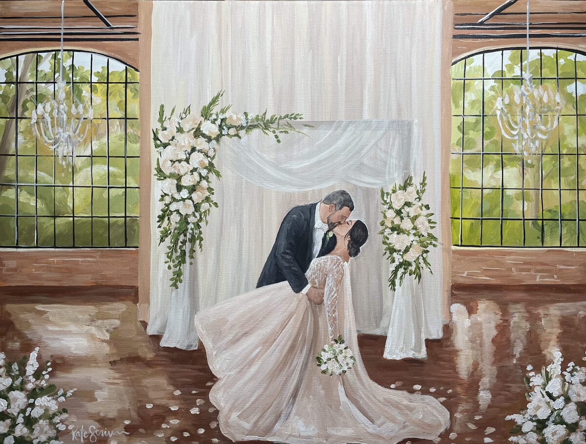 painting of bride and groom
