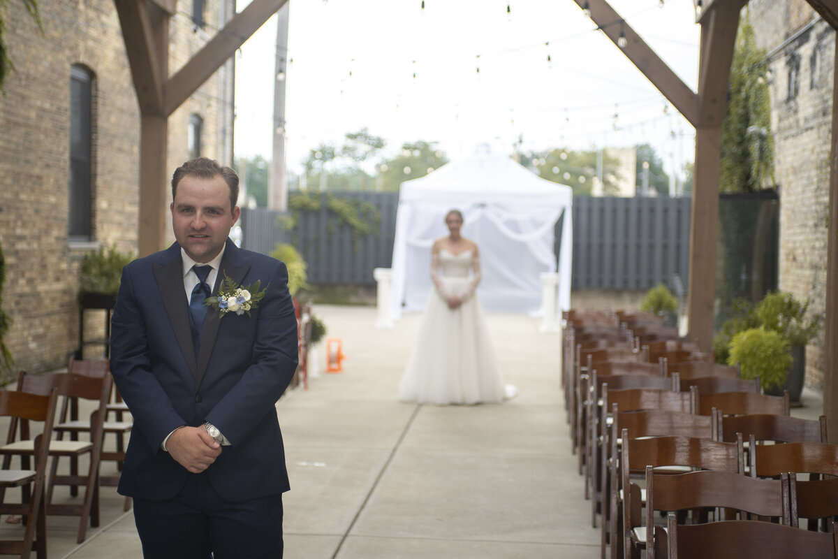 Networked guests celebrating at wedding