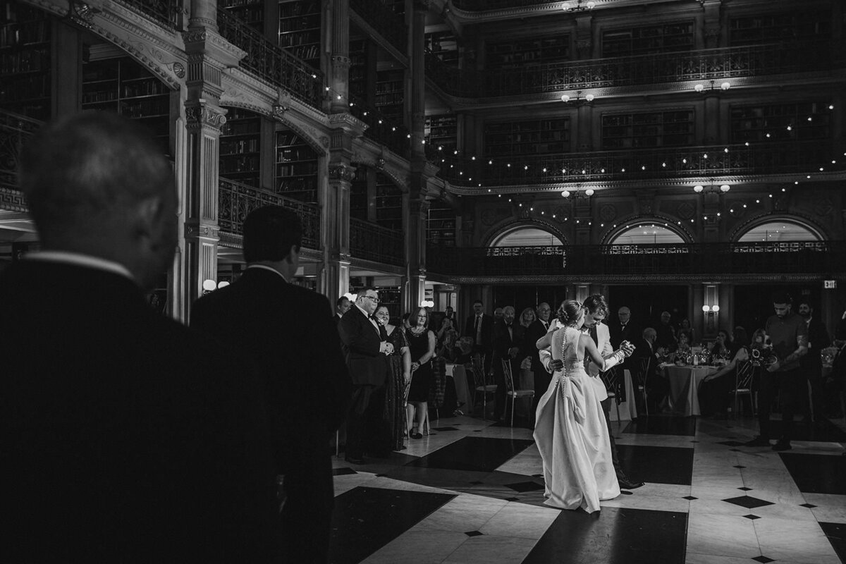 Newlyweds during their first dance 