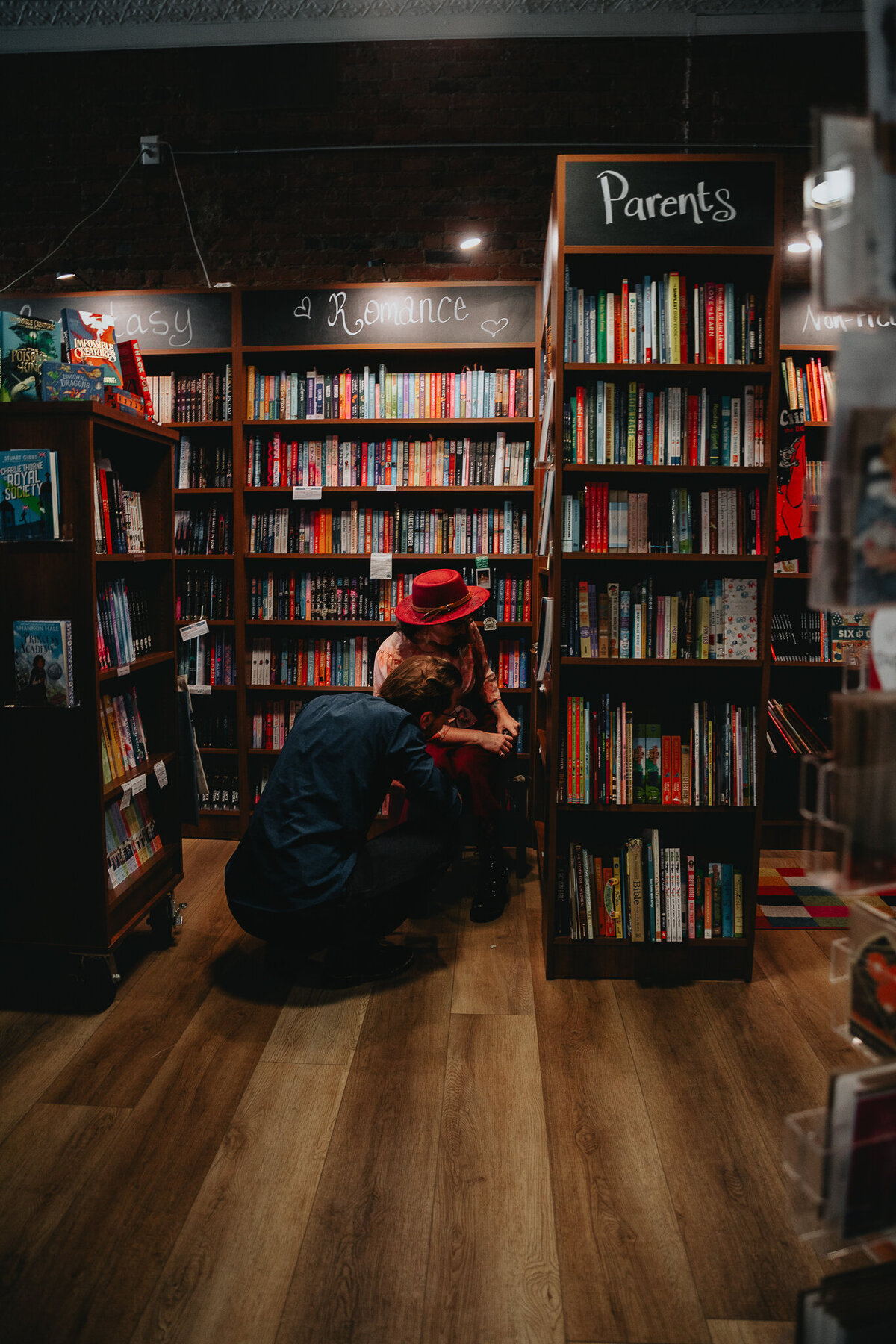 Cozy Bookstore Engagement Photos | Indiana Couples Photography