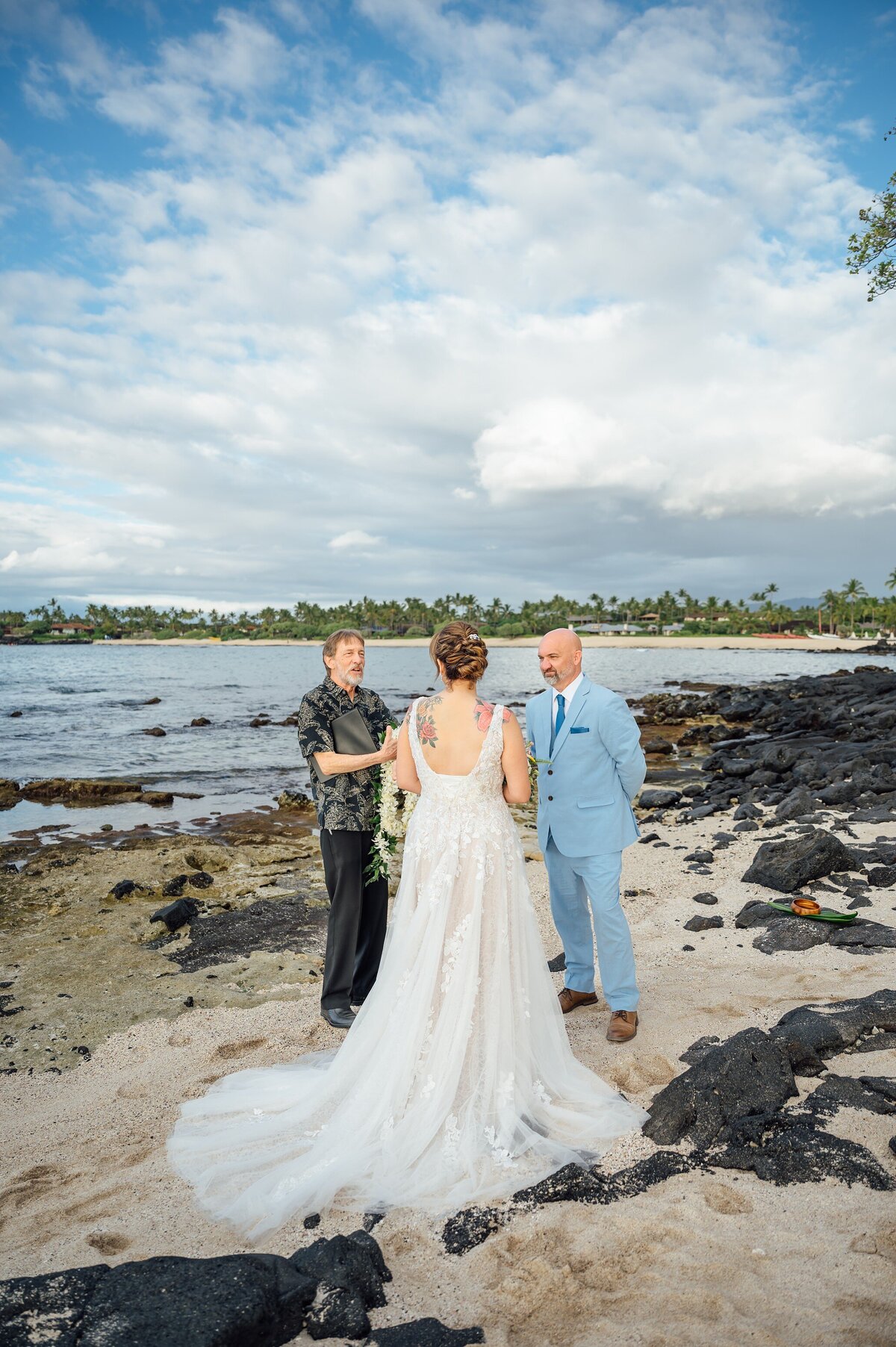 a wedding ceremony on a beach on the Big island Hawaii
