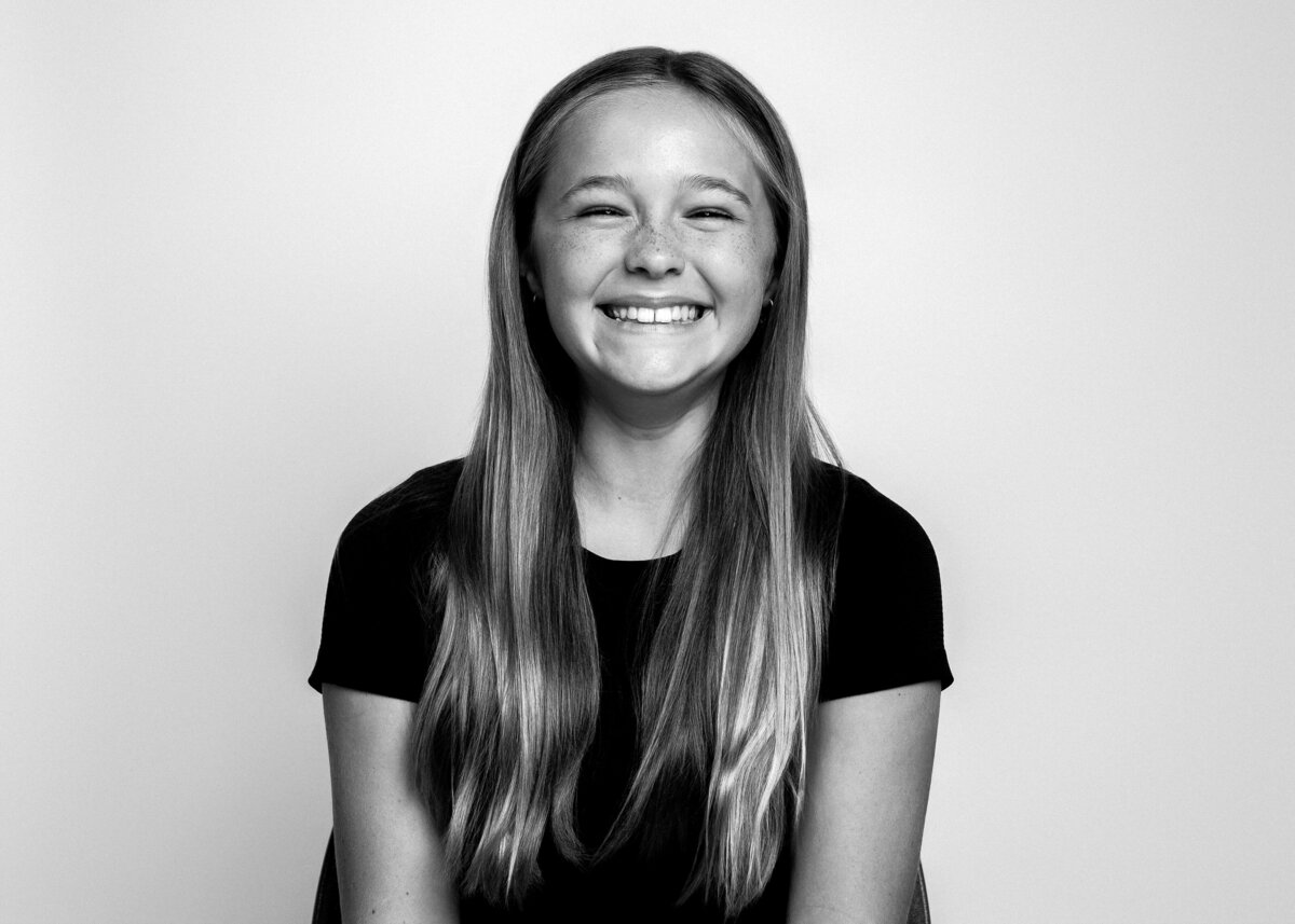 Black and White Photo of student from Class of 2025 Oakview Elementary School