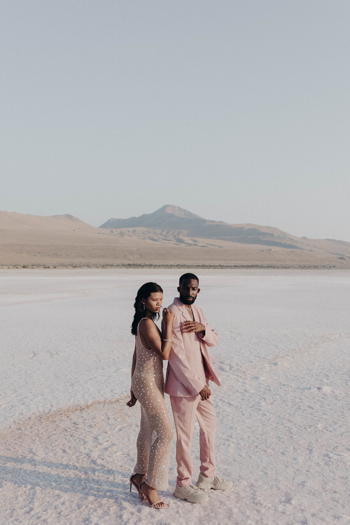 pink lake salt flats elopement