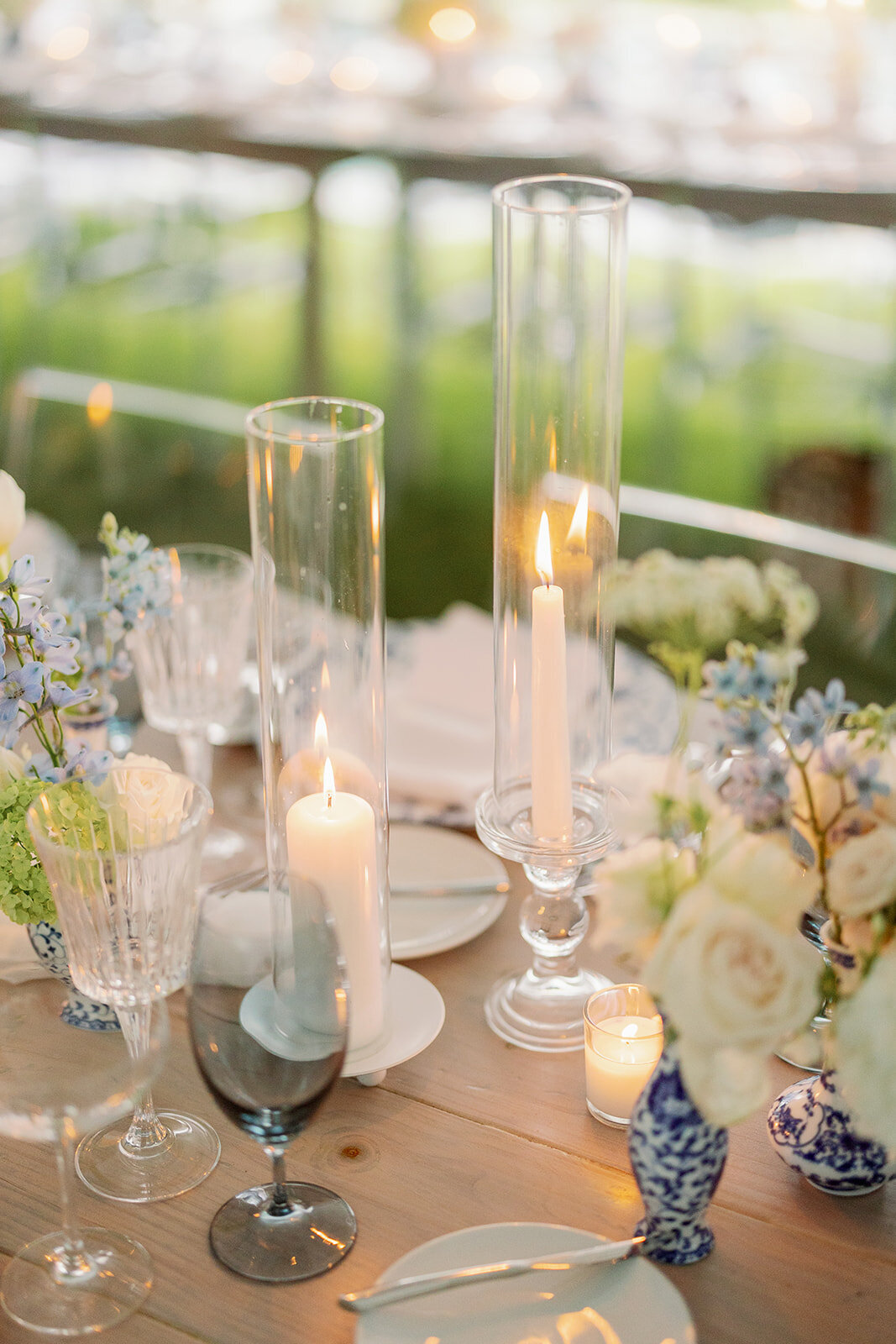 Wedding Reception Decor with Candles and Florals - Cru and Co