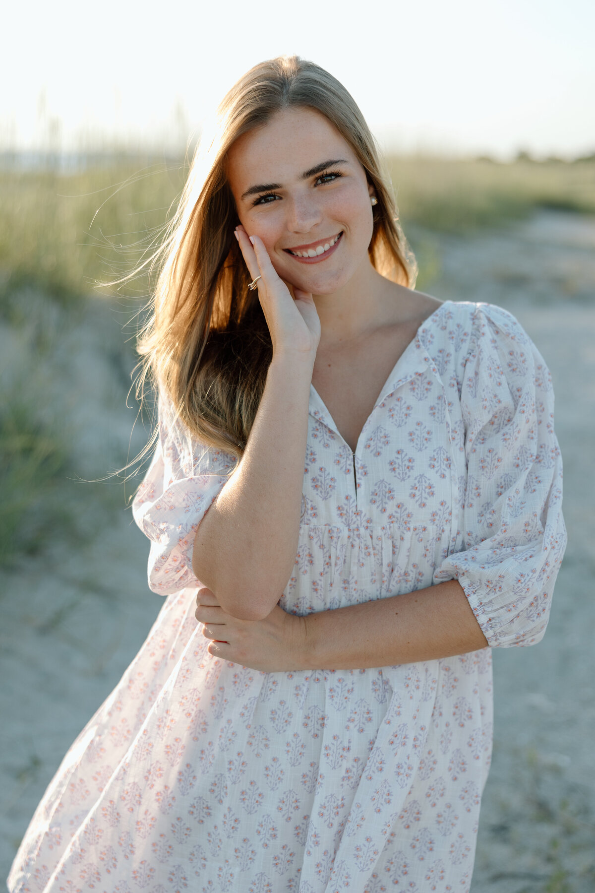 Senior photos on the beach at Edisto at sunset