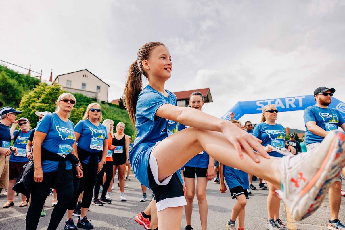 Runners stretching before Governor's Cup Race in Helena, MT