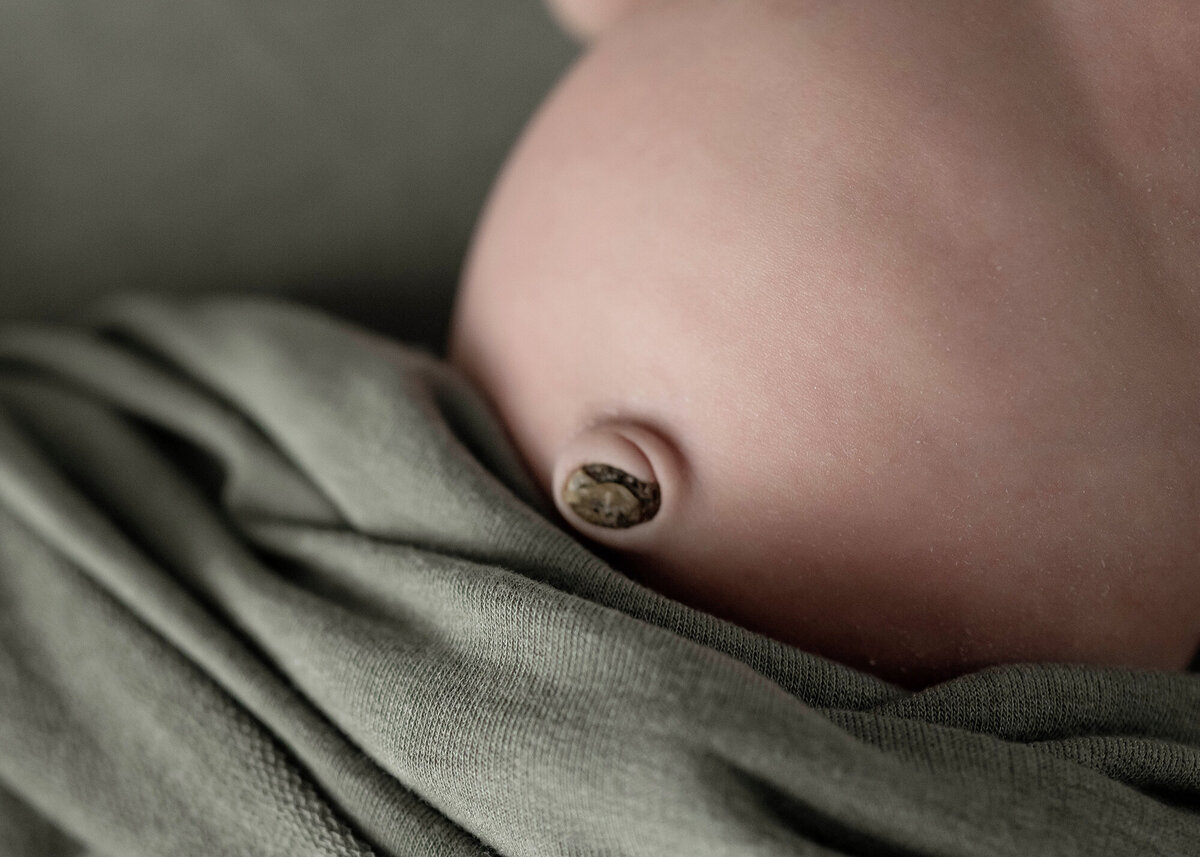 Details of a newborn baby's belly button