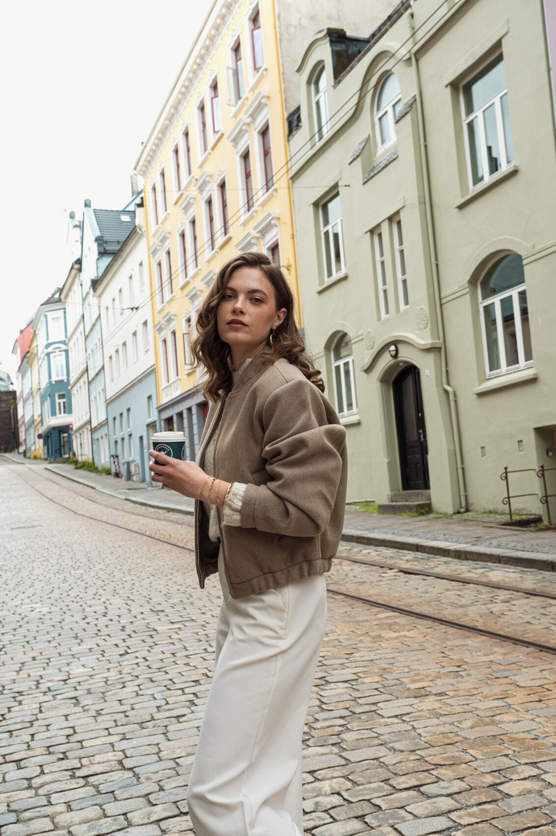 Close-up detail of jewellery photoshoot in city in Norway